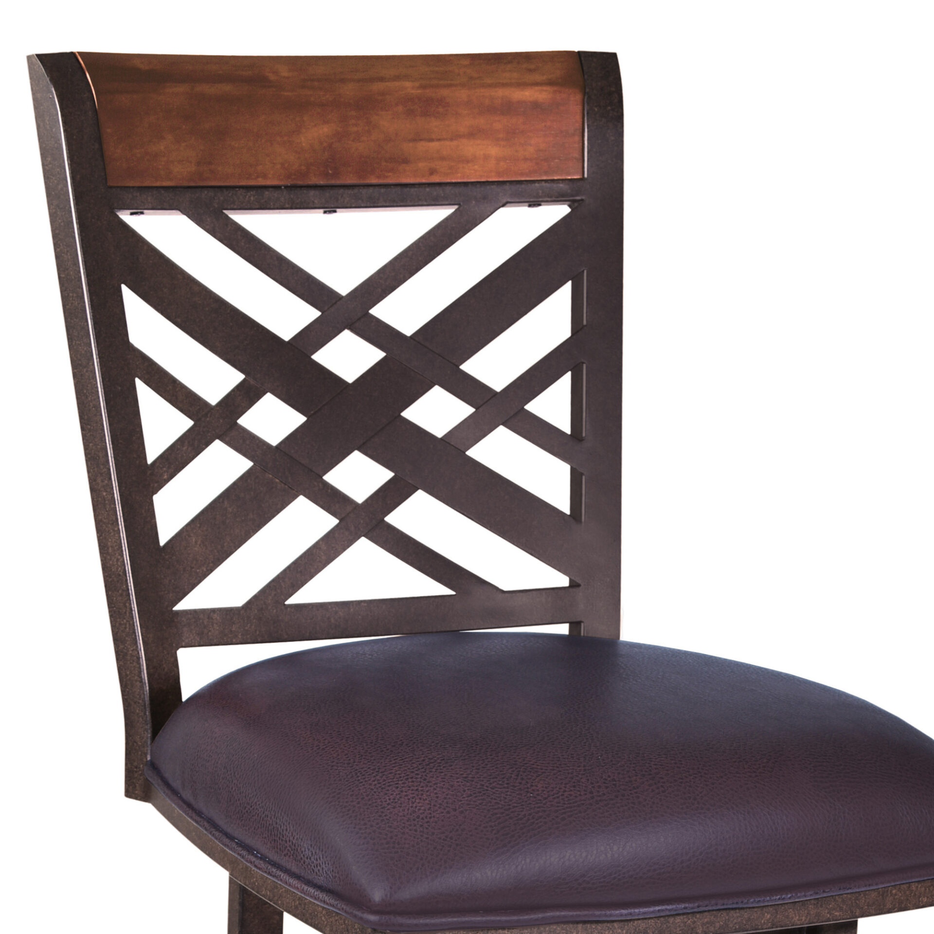 45 Inch Brown Faux Leather and Iron Bar Stool 4 45 Inch Brown Faux Leather and Iron Bar Stool - Image 4