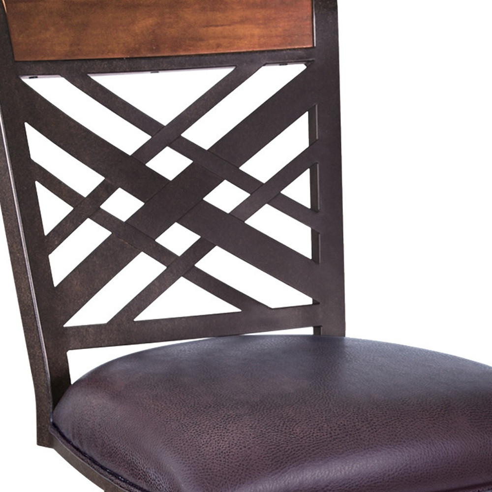 45 Inch Brown Faux Leather and Iron Bar Stool 6 45 Inch Brown Faux Leather and Iron Bar Stool - Image 6