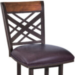 45 Inch Brown Faux Leather and Iron Bar Stool 16 45 Inch Brown Faux Leather and Iron Bar Stool