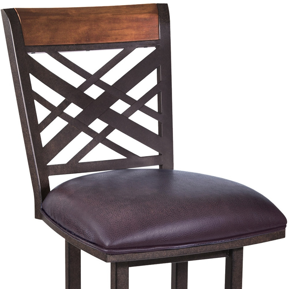 45 Inch Brown Faux Leather and Iron Bar Stool 7 45 Inch Brown Faux Leather and Iron Bar Stool - Image 7