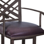 26 Inch Brown Faux Leather and Iron Counter Height Bar Stool