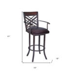 26 Inch Brown Faux Leather and Iron Counter Height Bar Stool