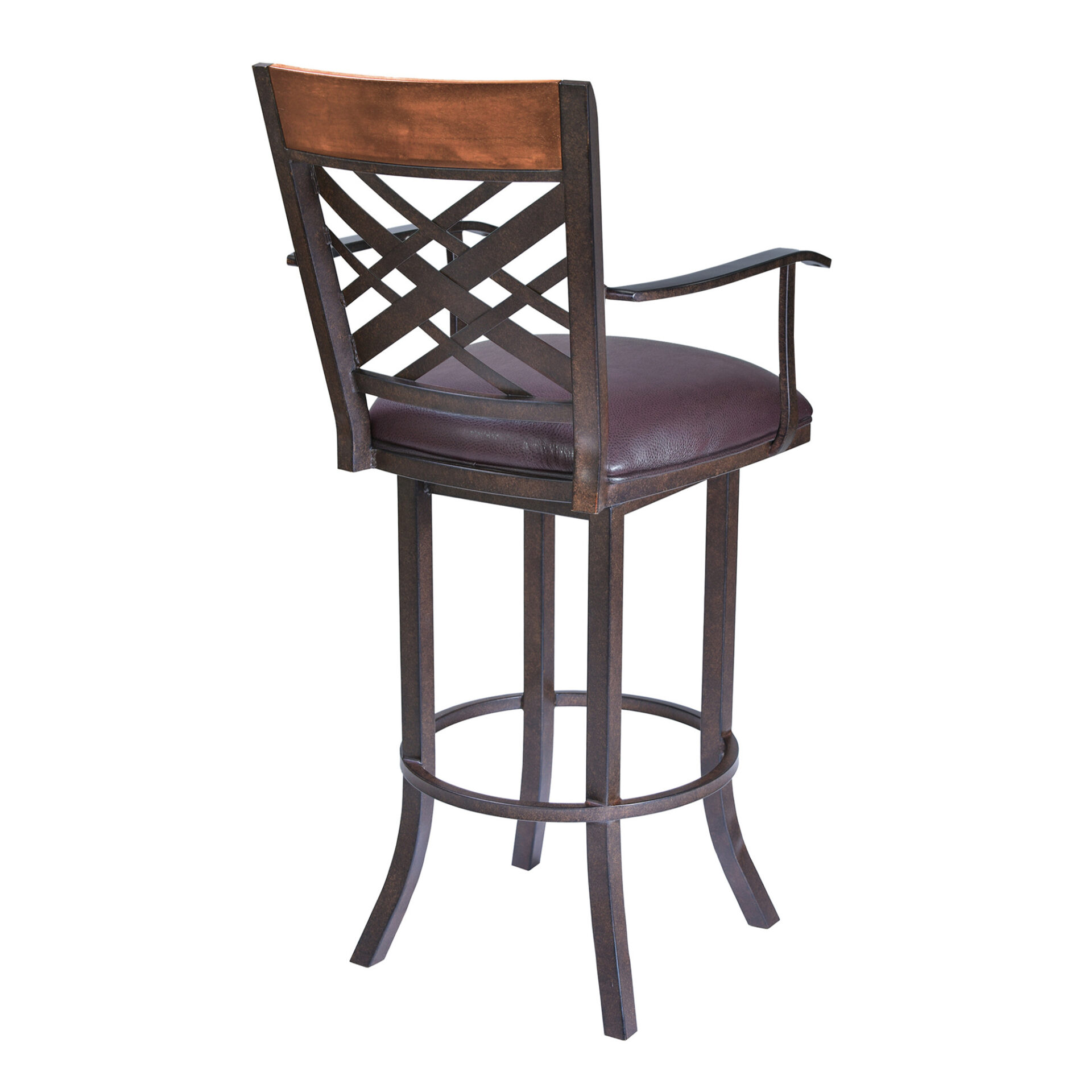 30 Inch Brown Faux Leather and Iron Bar Stool 3 30 Inch Brown Faux Leather and Iron Bar Stool - Image 3