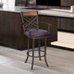 30 Inch Brown Faux Leather and Iron Bar Stool 15 30 Inch Brown Faux Leather and Iron Bar Stool