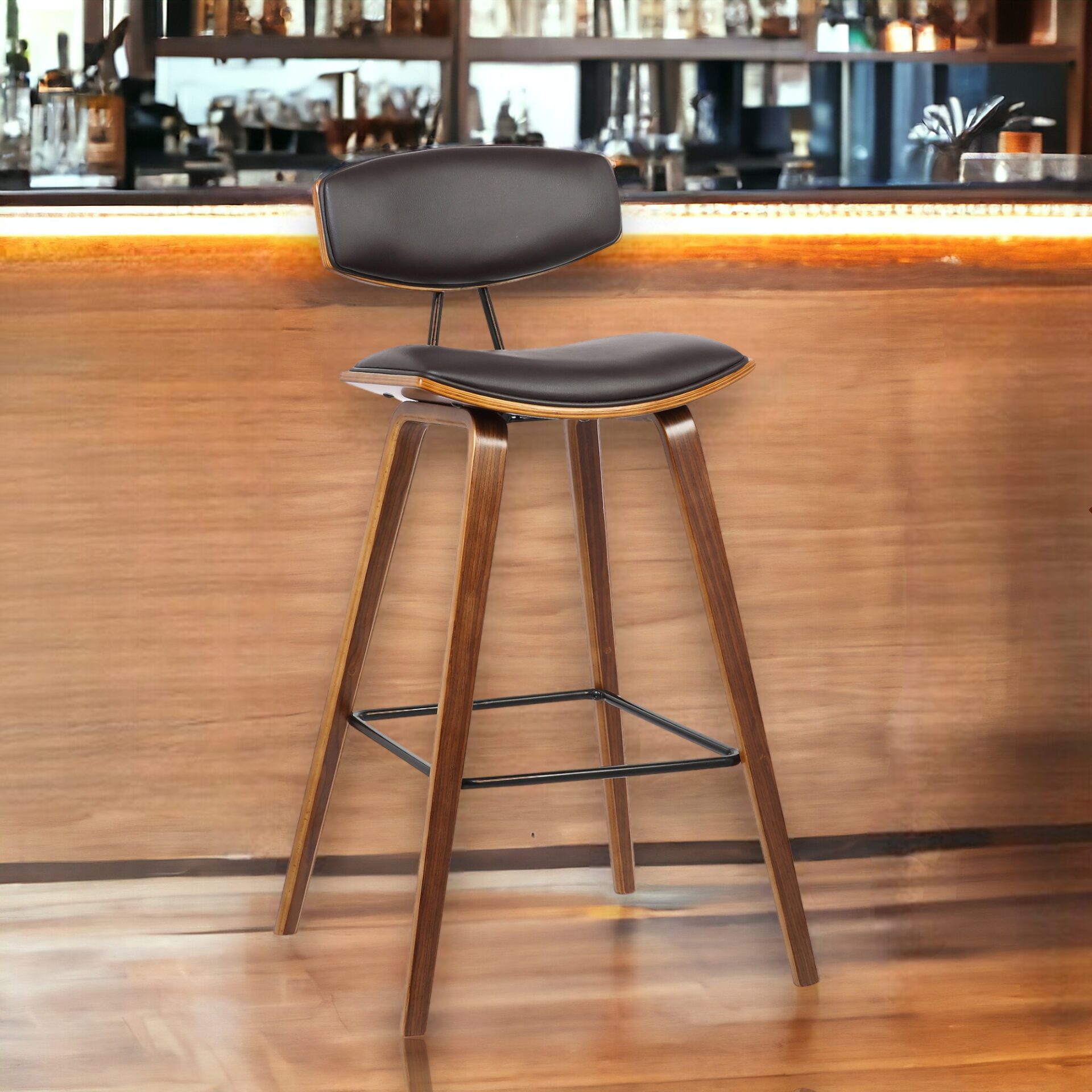 29-Inch Brown Low Back Bar Height Bar Stool 2 29-Inch Brown Low Back Bar Height Bar Stool - Image 2