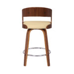 26-Inch Cream and Brown Swivel Low Back Bar Stool