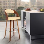 26-Inch Cream and Brown Swivel Low Back Bar Stool