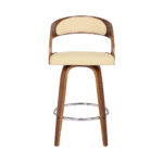 26-Inch Cream and Brown Swivel Low Back Bar Stool