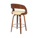 26-Inch Cream and Brown Swivel Low Back Bar Stool