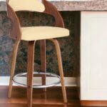 26-Inch Cream and Brown Swivel Low Back Bar Stool