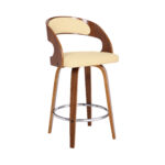 26-Inch Cream and Brown Swivel Low Back Bar Stool