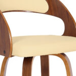 30-Inch Cream and Brown Swivel Iron Bar Stool