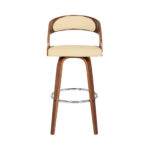 30-Inch Cream and Brown Swivel Iron Bar Stool