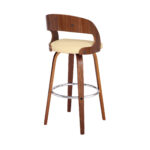 30-Inch Cream and Brown Swivel Iron Bar Stool