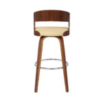 30-Inch Cream and Brown Swivel Iron Bar Stool