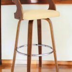 30-Inch Cream and Brown Swivel Iron Bar Stool