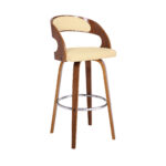 30-Inch Cream and Brown Swivel Iron Bar Stool