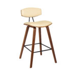 26" Cream and Brown Mid Century Modern Bar Stool 10 26" Cream and Brown Mid Century Modern Bar Stool