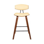 26" Cream and Brown Mid Century Modern Bar Stool 12 26" Cream and Brown Mid Century Modern Bar Stool