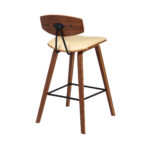 26" Cream and Brown Mid Century Modern Bar Stool 14 26" Cream and Brown Mid Century Modern Bar Stool