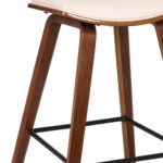 26" Cream and Brown Mid Century Modern Bar Stool 16 26" Cream and Brown Mid Century Modern Bar Stool