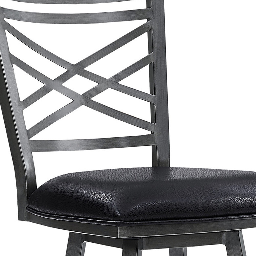 26 Inch Black Faux Leather Cross Back Bar Stool 7 26 Inch Black Faux Leather Cross Back Bar Stool - Image 7