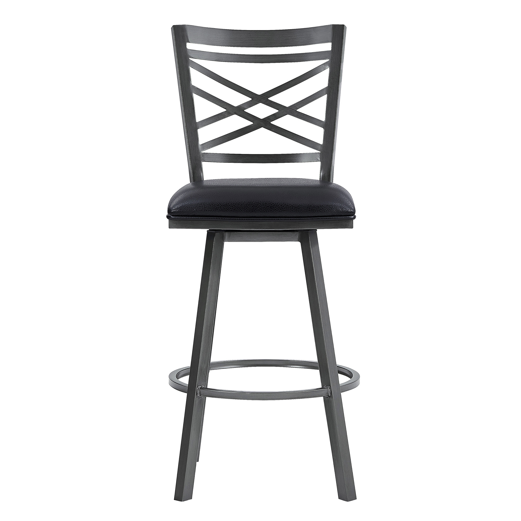26 Inch Black Faux Leather Cross Back Bar Stool 2 26 Inch Black Faux Leather Cross Back Bar Stool - Image 2
