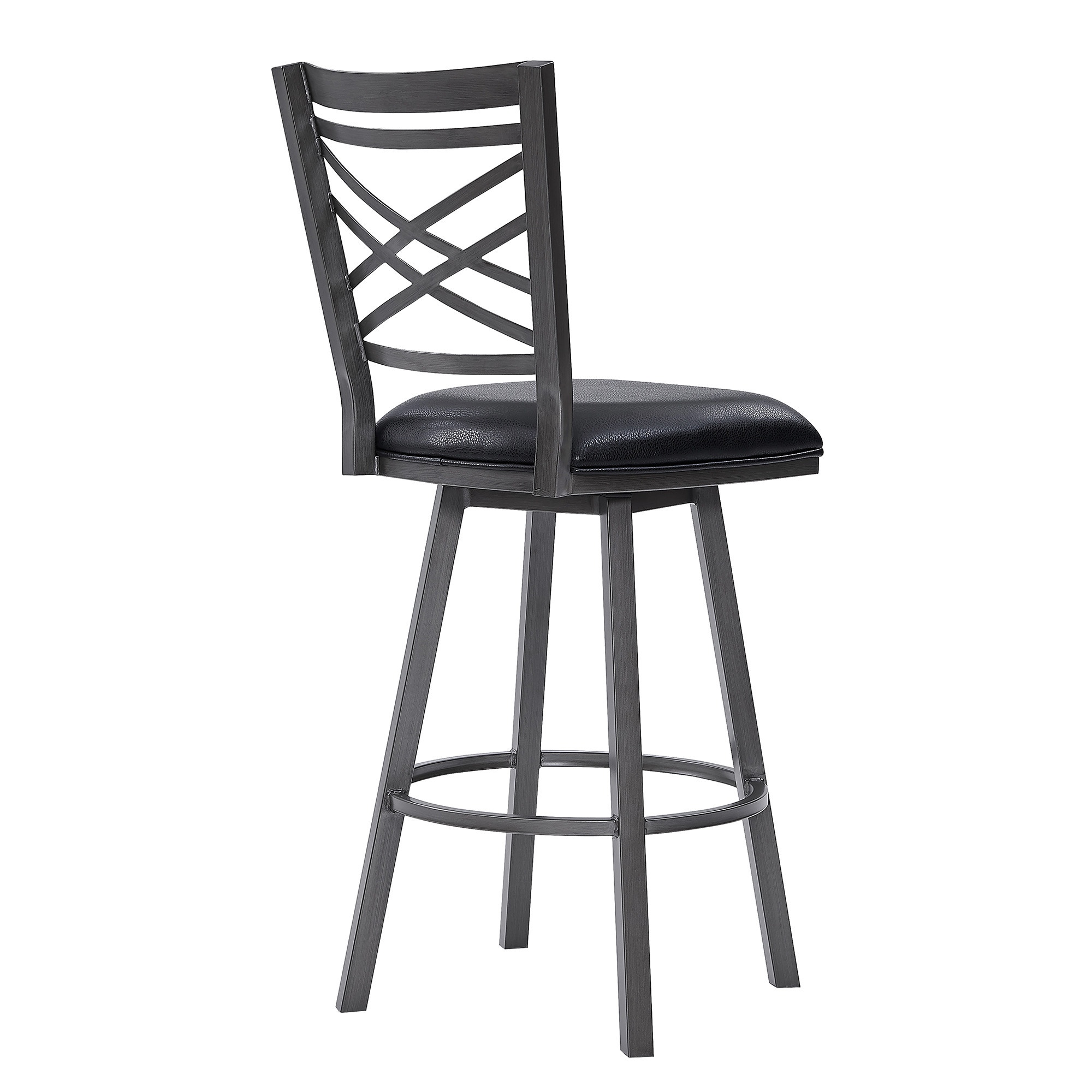 26 Inch Black Faux Leather Cross Back Bar Stool 3 26 Inch Black Faux Leather Cross Back Bar Stool - Image 3
