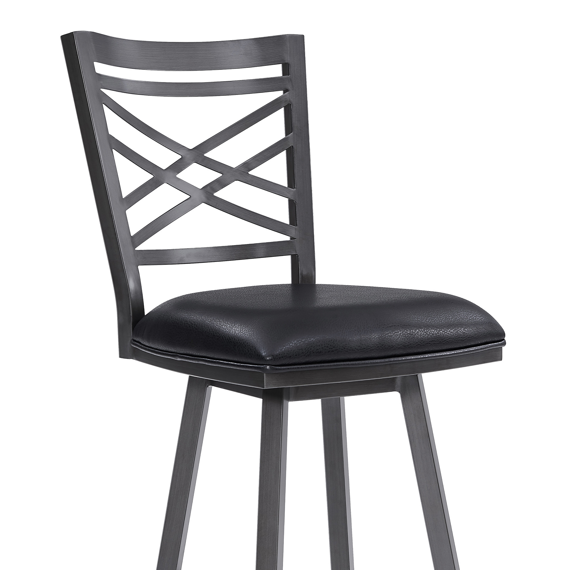 26 Inch Black Faux Leather Cross Back Bar Stool 4 26 Inch Black Faux Leather Cross Back Bar Stool - Image 4