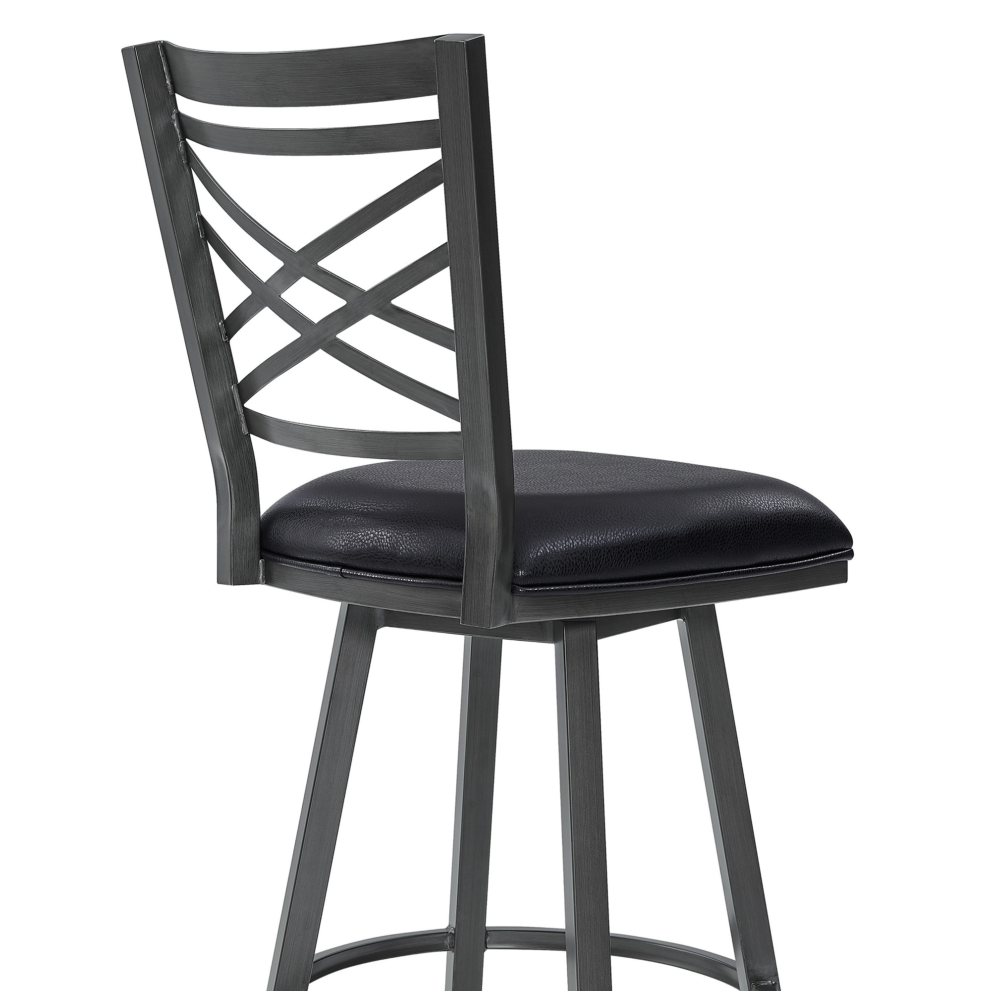 26 Inch Black Faux Leather Cross Back Bar Stool 6 26 Inch Black Faux Leather Cross Back Bar Stool - Image 6