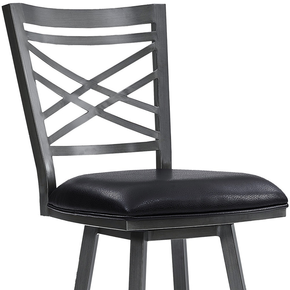26 Inch Black Faux Leather Cross Back Bar Stool 8 26 Inch Black Faux Leather Cross Back Bar Stool - Image 8