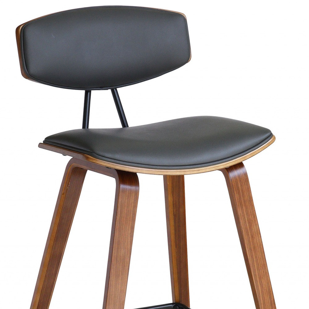 26-Inch Gray and Brown Fabric Iron Low Back Bar Stool 8 26-Inch Gray and Brown Fabric Iron Low Back Bar Stool - Image 8