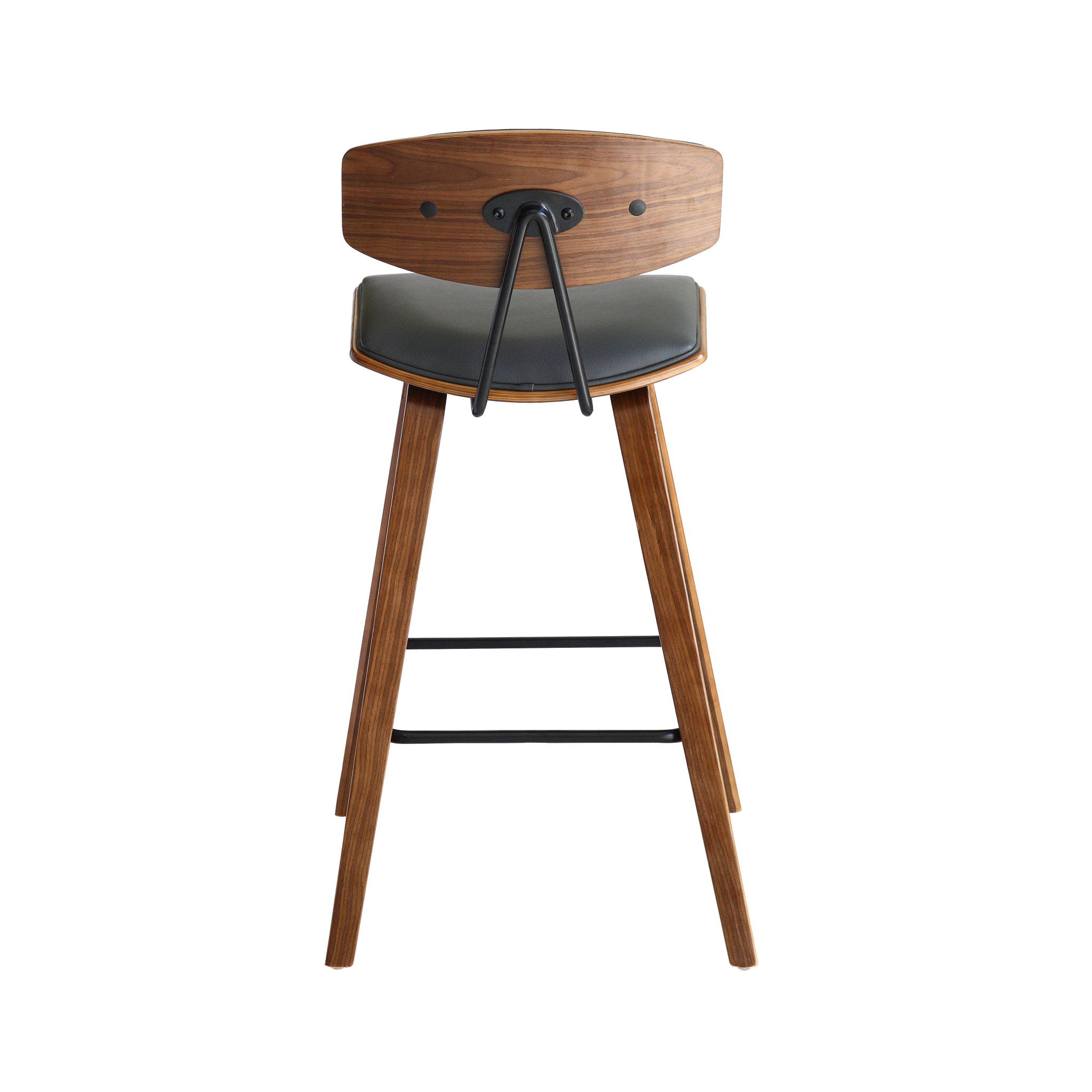26-Inch Gray and Brown Fabric Iron Low Back Bar Stool 6 26-Inch Gray and Brown Fabric Iron Low Back Bar Stool - Image 6