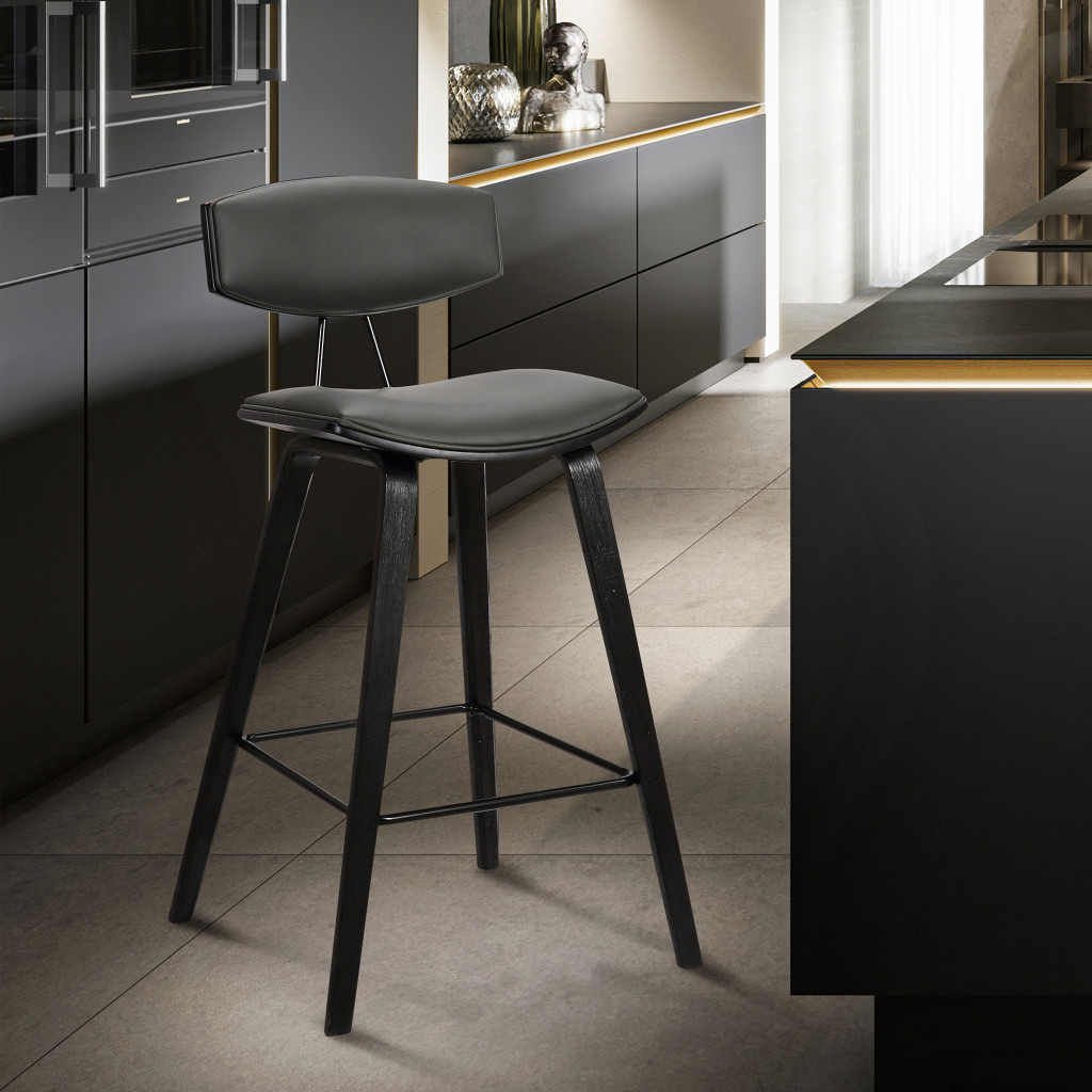 26-Inch Gray and Black Iron Low Back Bar Stool 9 26-Inch Gray and Black Iron Low Back Bar Stool - Image 9