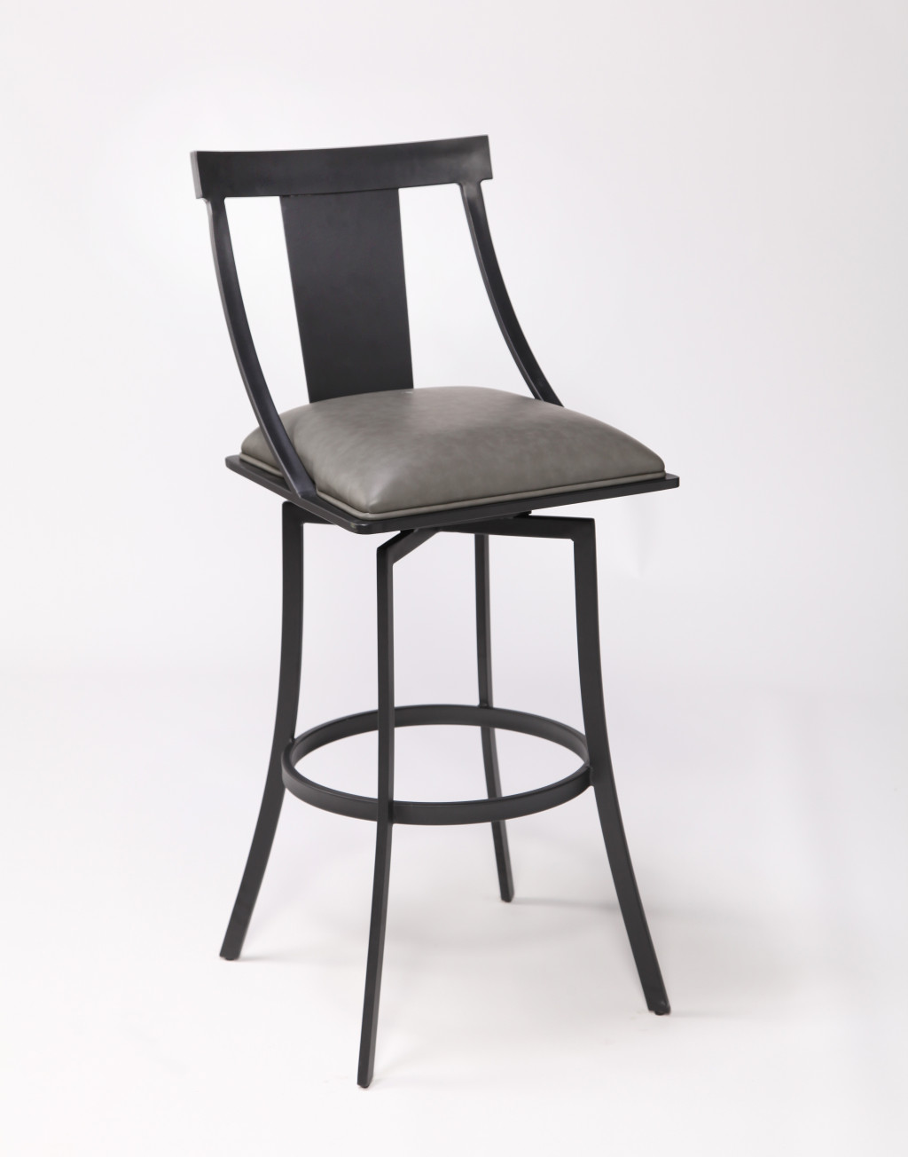 30 Inch Gray Faux Leather Swivel Bar Stool With Back 6 30 Inch Gray Faux Leather Swivel Bar Stool With Back - Image 6