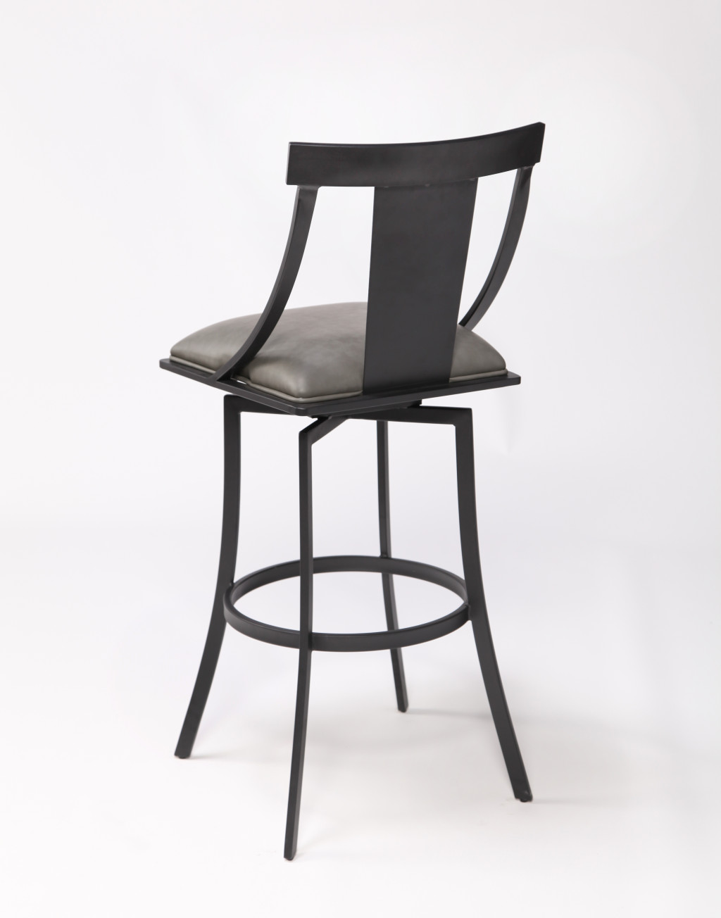 30 Inch Gray Faux Leather Swivel Bar Stool With Back 7 30 Inch Gray Faux Leather Swivel Bar Stool With Back - Image 7