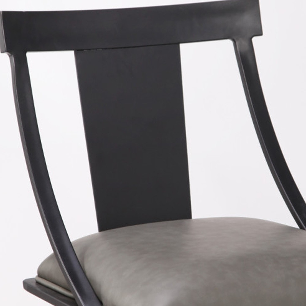 30 Inch Gray Faux Leather Swivel Bar Stool With Back 4 30 Inch Gray Faux Leather Swivel Bar Stool With Back - Image 4