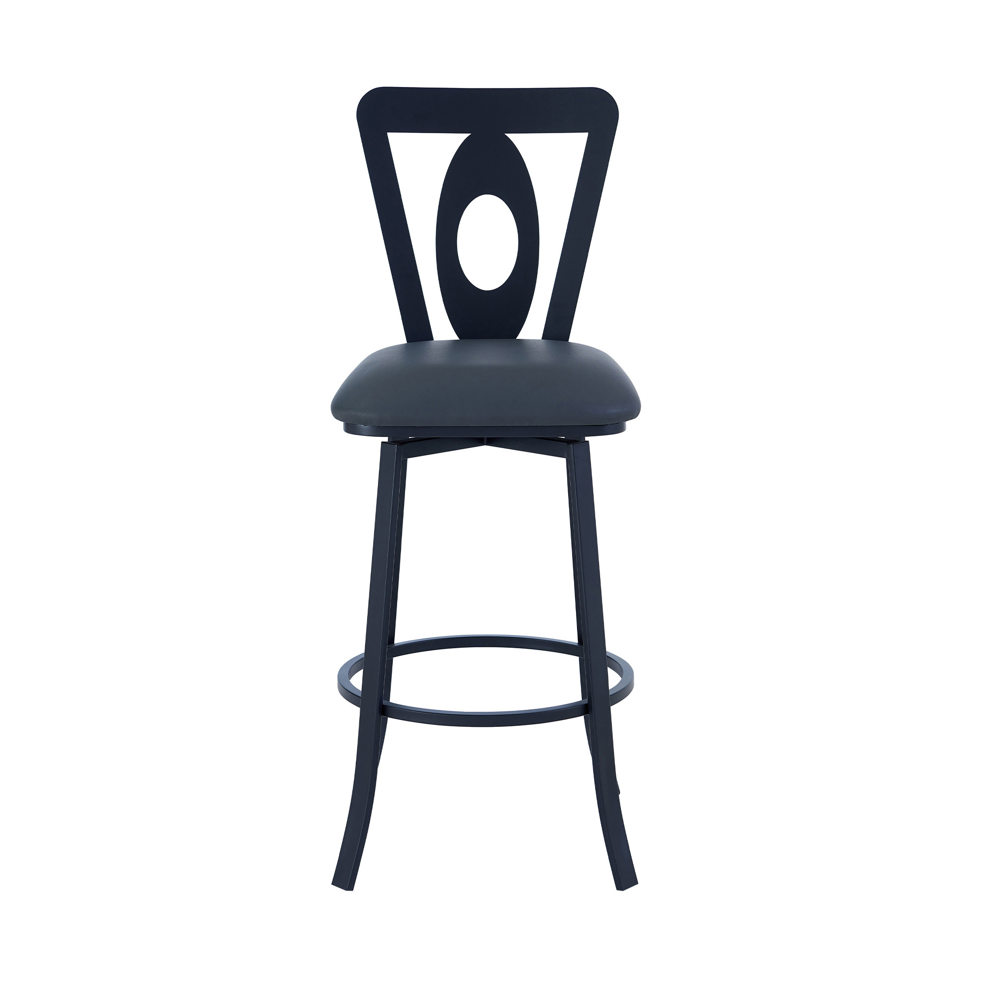 46 Inch Gray Faux Leather Swivel Bar Stool With Back 3 46 Inch Gray Faux Leather Swivel Bar Stool With Back - Image 3