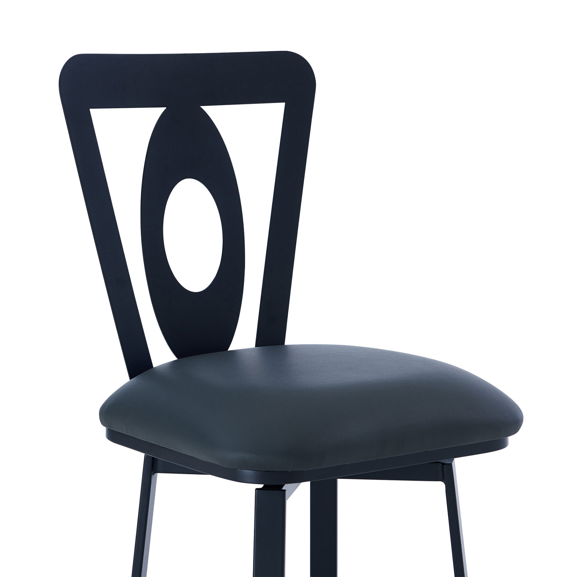 46 Inch Gray Faux Leather Swivel Bar Stool With Back 5 46 Inch Gray Faux Leather Swivel Bar Stool With Back - Image 5