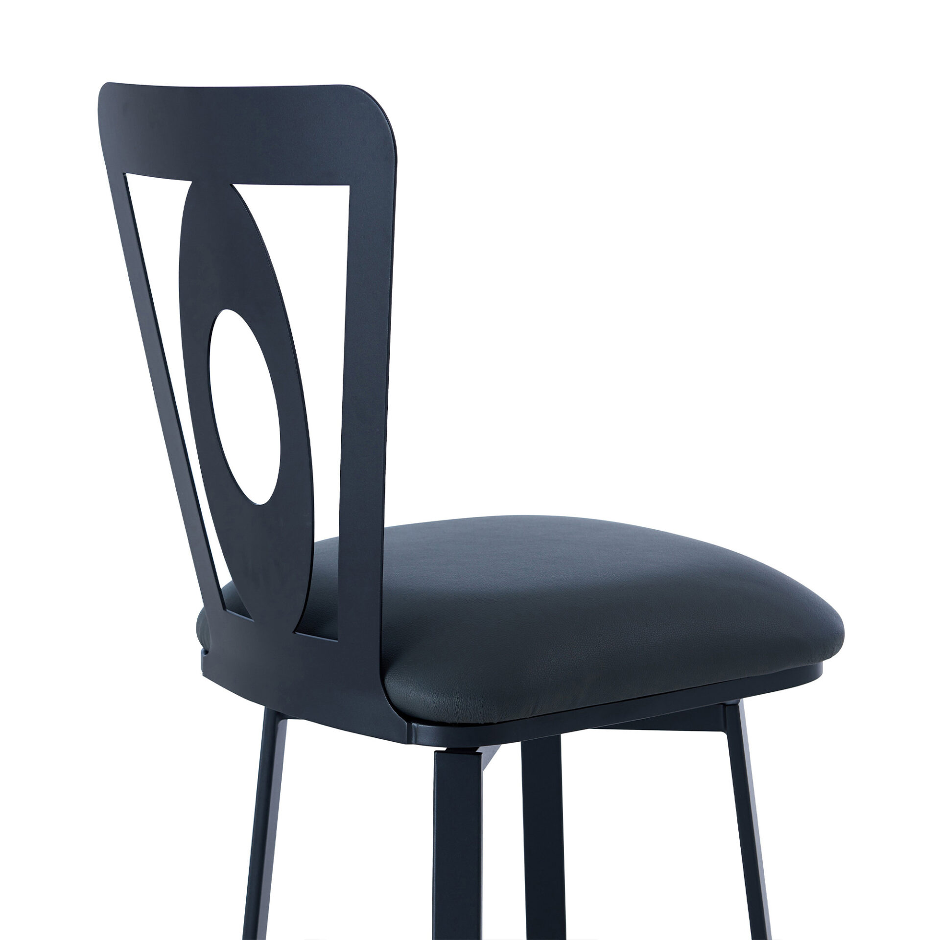 46 Inch Gray Faux Leather Swivel Bar Stool With Back 6 46 Inch Gray Faux Leather Swivel Bar Stool With Back - Image 6