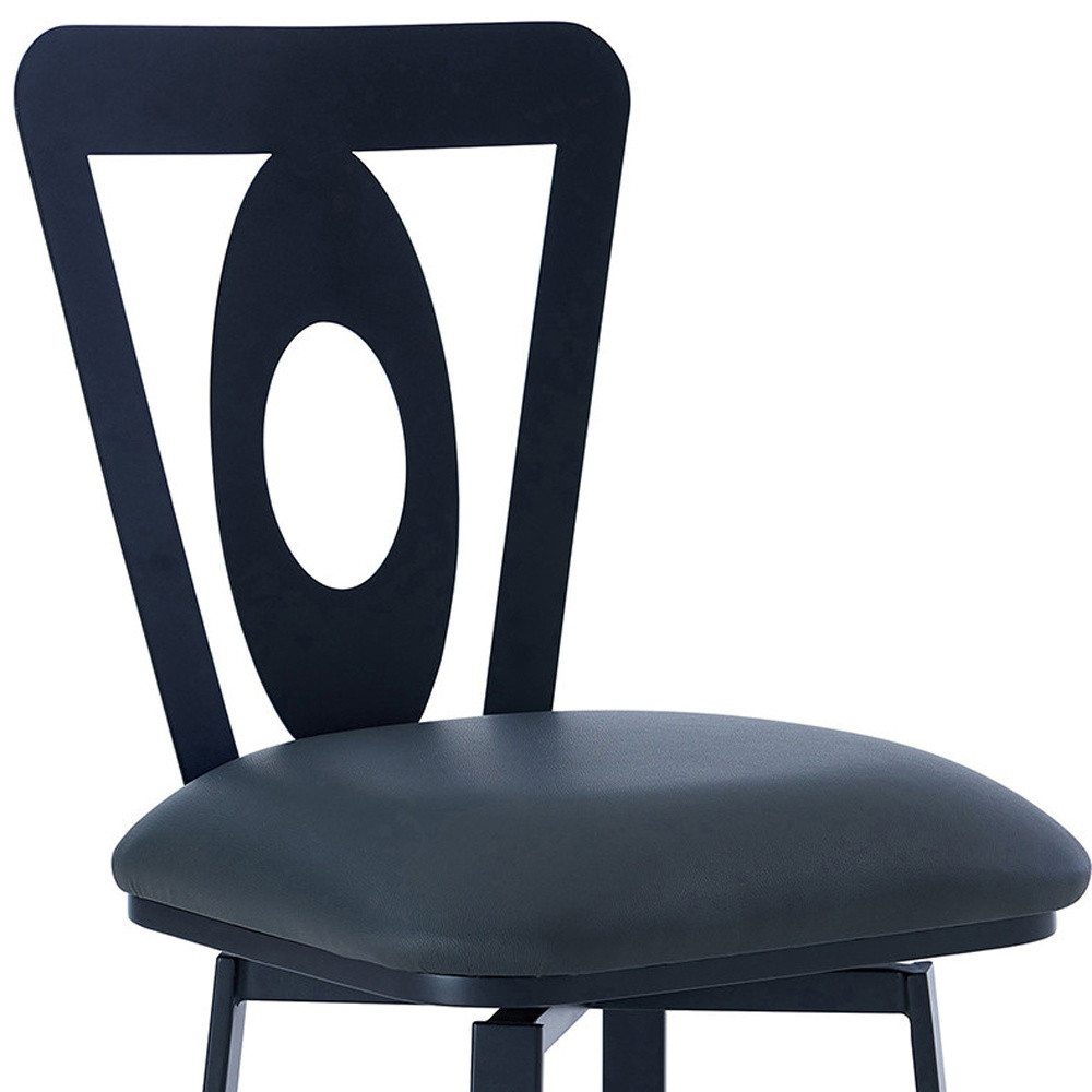 46 Inch Gray Faux Leather Swivel Bar Stool With Back 9 46 Inch Gray Faux Leather Swivel Bar Stool With Back - Image 9