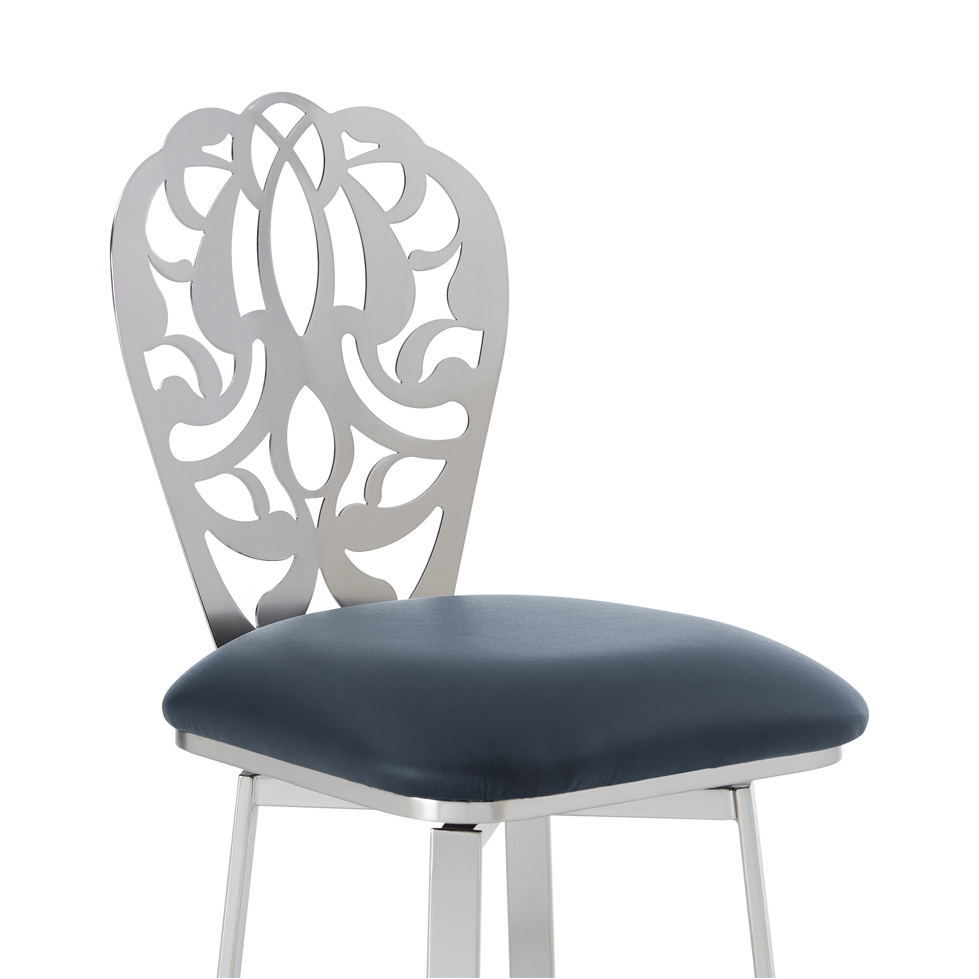 30 Inch Gray Faux Leather Swivel Bar Stool with Backrest 6 30 Inch Gray Faux Leather Swivel Bar Stool with Backrest - Image 6