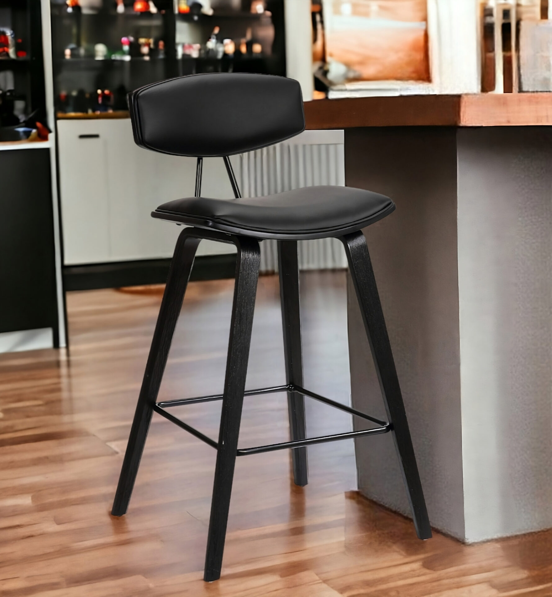 29-Inch Black Iron Low Back Bar Height Bar Stool 2 29-Inch Black Iron Low Back Bar Height Bar Stool - Image 2