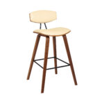 29-Inch Cream and Brown Iron Low Back Bar Stool