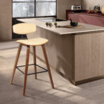 29-Inch Cream and Brown Iron Low Back Bar Stool