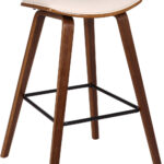 29-Inch Cream and Brown Iron Low Back Bar Stool