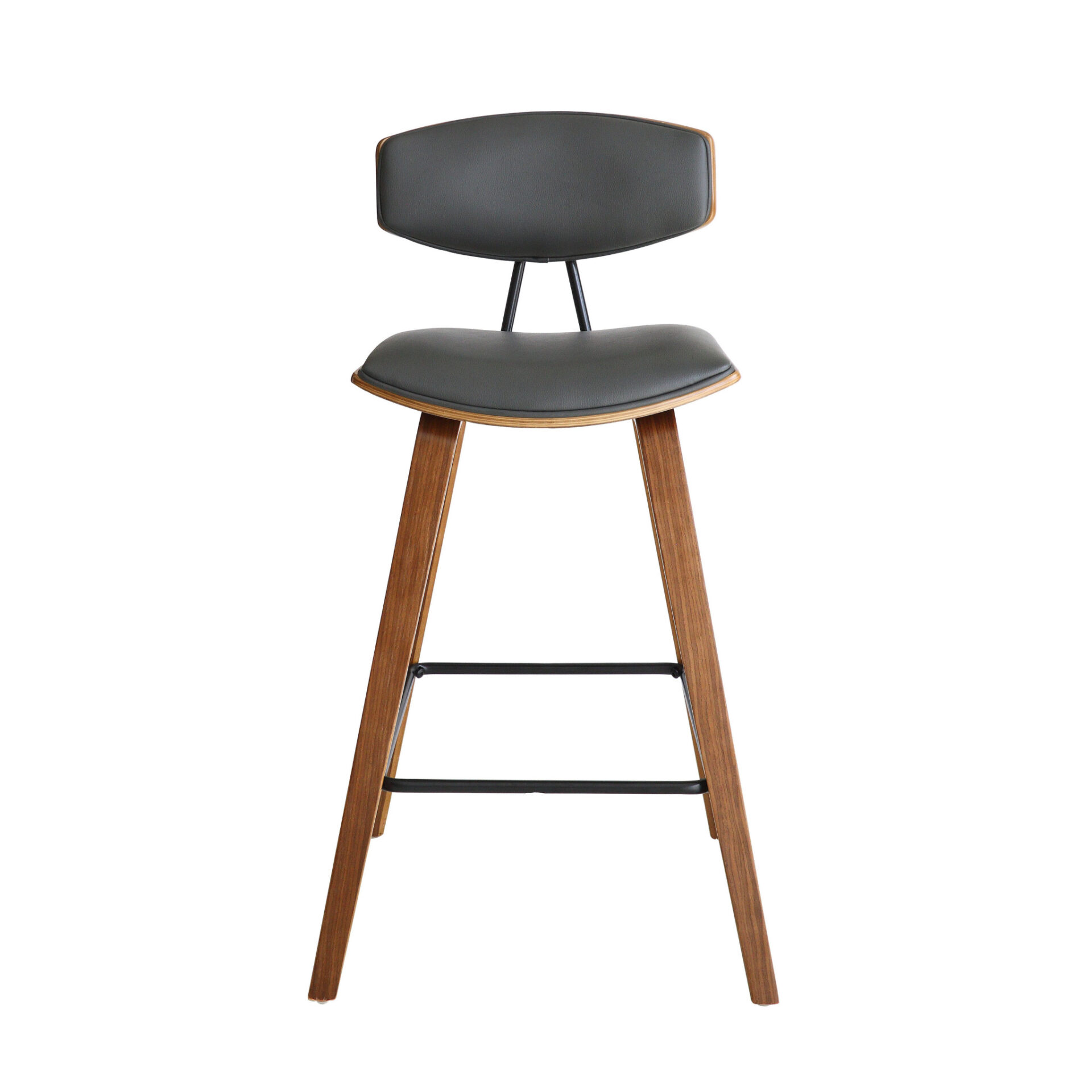 29 Inch Gray and Brown Iron Low Back Bar Stool 3 29 Inch Gray and Brown Iron Low Back Bar Stool - Image 3