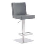 24 Inch Gray and Silver Adjustable Swivel Bar Stool