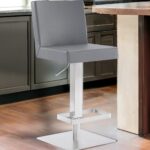 24 Inch Gray and Silver Adjustable Swivel Bar Stool