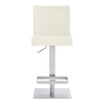 44 Inch White Faux Leather Adjustable Swivel Bar Stool